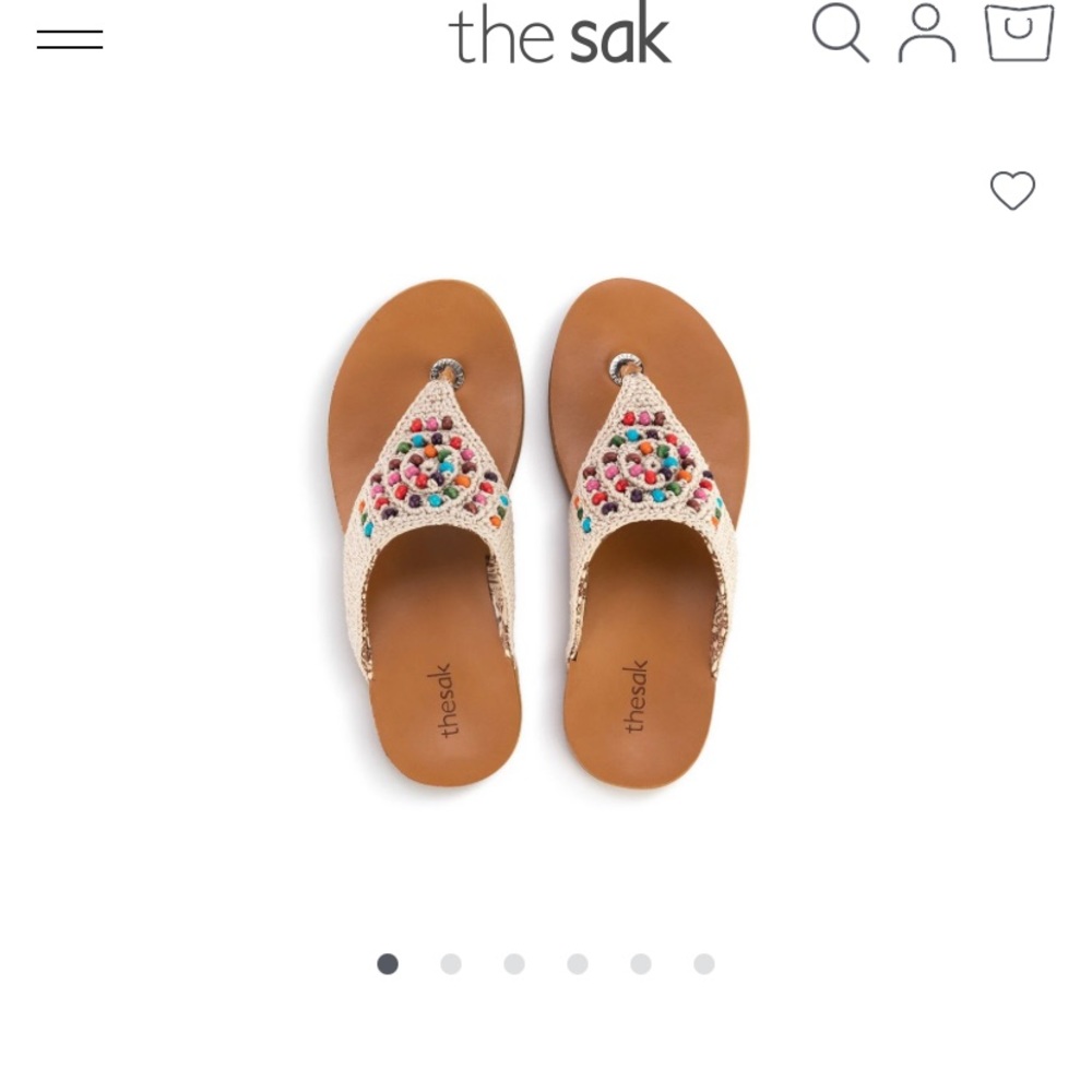 The Sak Cream Crochet Beaded Thong Sandals with Multicolor Embellishments - Picture 3 of 9